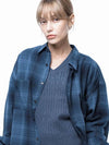 For Women W243SH01BL Loose Fit Flannel Check Shirt Blue - CHANCE'S NOI - BALAAN 3