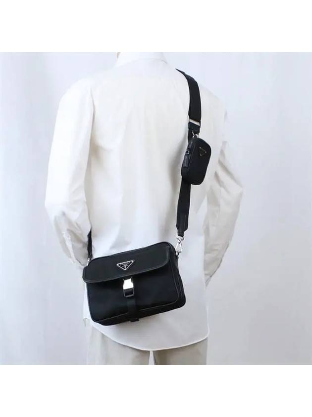 Re-Nylon Saffiano Leather Shoulder Bag Black - PRADA - BALAAN 7