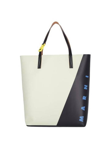 Logo Shopper Tote Bag Black White - MARNI - BALAAN 1