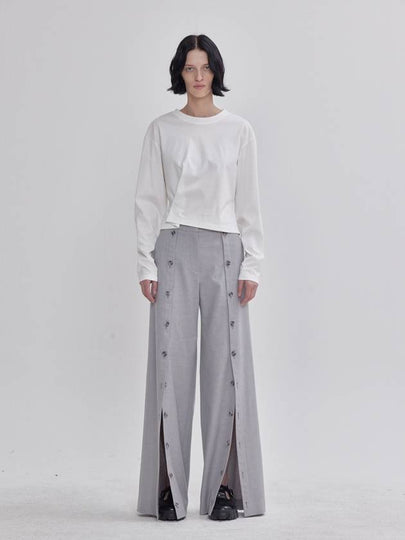 Front Open Button Detail Pants Grey - LIE - BALAAN 2