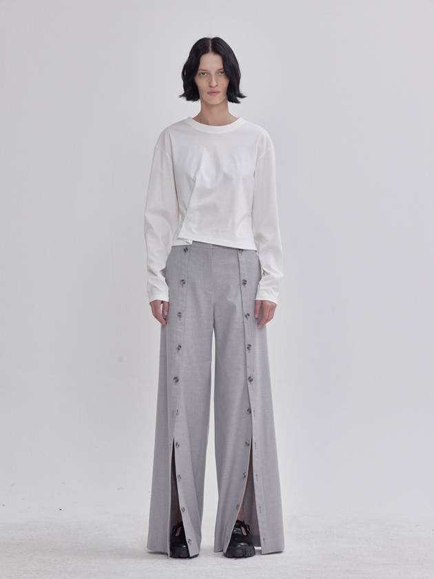 Front Open Button Detail Pants Grey - LIE - BALAAN 1