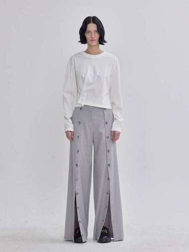 front open button detail pants gray - LIE - BALAAN 1