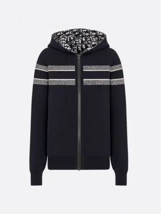 Technical Cashmere Reversible Zip-up Hoodie Blue - DIOR - BALAAN 2