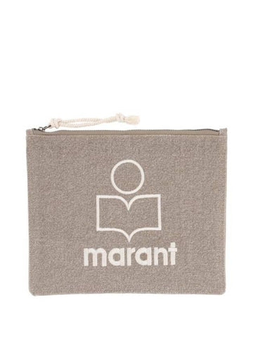 Embroidered Logo Pouch Beige - ISABEL MARANT - BALAAN 1