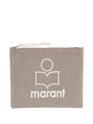 Embroidered Logo Pouch Beige - ISABEL MARANT - BALAAN 1