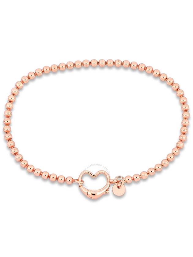 Amour Bead Link Bracelet in Pink Plated Sterling Silver with Heart Clasp - AMOUR - BALAAN 1