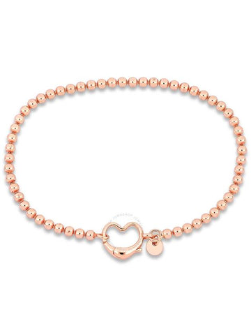 Amour Bead Link Bracelet in Pink Plated Sterling Silver with Heart Clasp - AMOUR - BALAAN 1