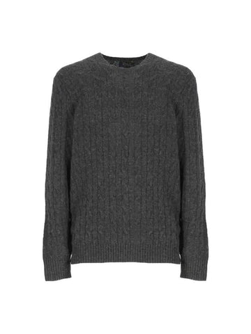 Embroid Logo Cable Knit Top Dark Grey - POLO RALPH LAUREN - BALAAN 1