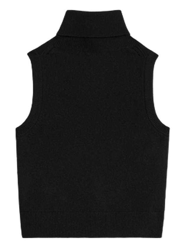 Triomphe Embroidered Turtleneck Scottish Cashmere Sleeveless Black - CELINE - BALAAN 3