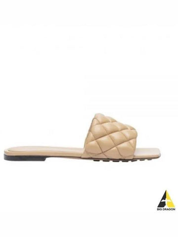 Women s Padded Flat Sandals Beige Green 627710 VBRR0 - BOTTEGA VENETA - BALAAN 1