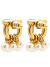 Women's Gancini Pearl Stud Earrings Gold - SALVATORE FERRAGAMO - BALAAN 6