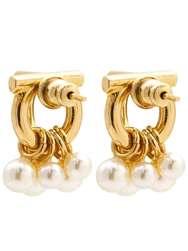 Women's Gancini Pearl Stud Earrings Gold - SALVATORE FERRAGAMO - BALAAN 6