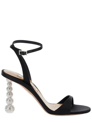 'Yes Baby' Black Strappy Sandals With Sculptural Heel In Satin Woman - AQUAZZURA - BALAAN 1