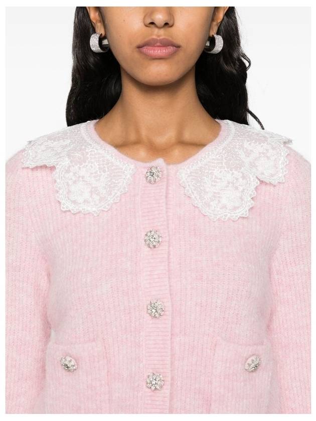 Women's Fluffy Rib Knit Cardigan Pink - SELF PORTRAIT - BALAAN 5