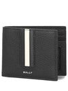 Ribbon Bifold Grain Leather Half Wallet White Black - BALLY - BALAAN 2