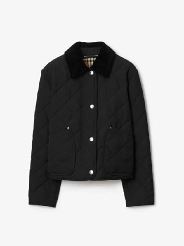 Striped point cropped quilted jacket black - BURBERRY - BALAAN 2