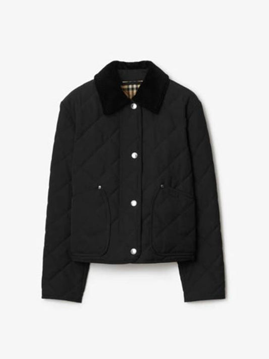 Striped point cropped quilted jacket black - BURBERRY - BALAAN 2