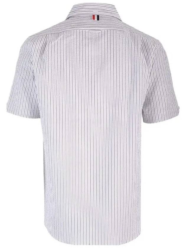 Men's Striped Short Sleeve Shirt White - THOM BROWNE - BALAAN 3