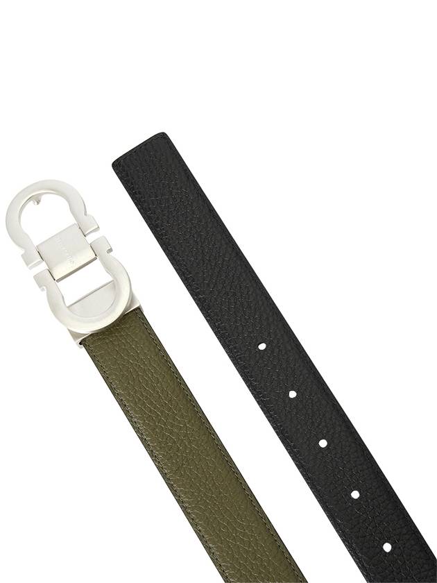 Gancini Reversible Leather Belt Olive - SALVATORE FERRAGAMO - BALAAN 5