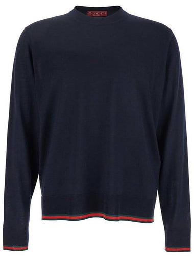 Web wool knit top dark blue - GUCCI - BALAAN 1