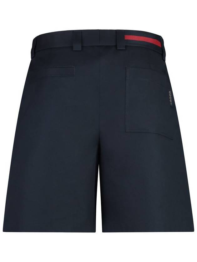 Double Cotton Shorts Dark Blue - GUCCI - BALAAN 3