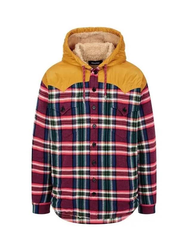 Hooded Check Fleece Overshirt Mustard 271029 - DSQUARED2 - BALAAN 1