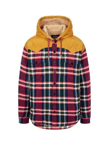 Hooded Check Fleece Overshirt Mustard 271029 - DSQUARED2 - BALAAN 1