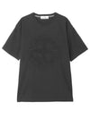 Men's Embroidered Logo Short Sleeve T-Shirt Black - STONE ISLAND - BALAAN 2