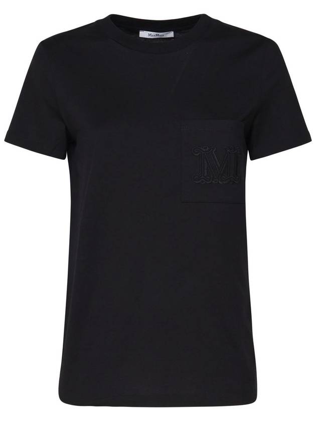 Embroidered Logo Crewneck Short Sleeve T-Shirt Black - MAX MARA - BALAAN 2