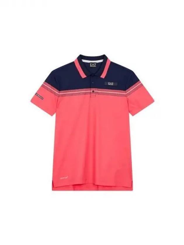 Men s EA7 Color Block Polo Shirt Dark Pink 270698 - EMPORIO ARMANI - BALAAN 1