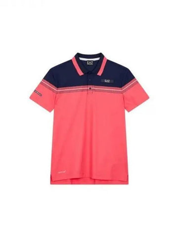 Men s EA7 Color Block Polo Shirt Dark Pink 270698 - EMPORIO ARMANI - BALAAN 1