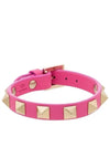 Rockstud Leather Bracelet Pink - VALENTINO - BALAAN 3