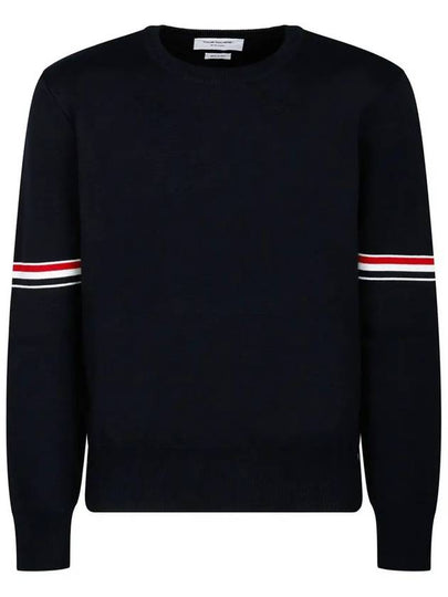 Men's Milan Stitch Armband Crew Neck Knit Top Navy - THOM BROWNE - BALAAN 2