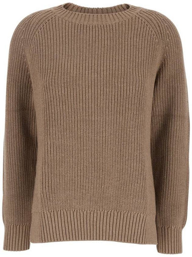 Brown Knit Crewneck Sweater In Cotton And Cashmere Blend Woman - P.A.R.O.S.H. - BALAAN 1