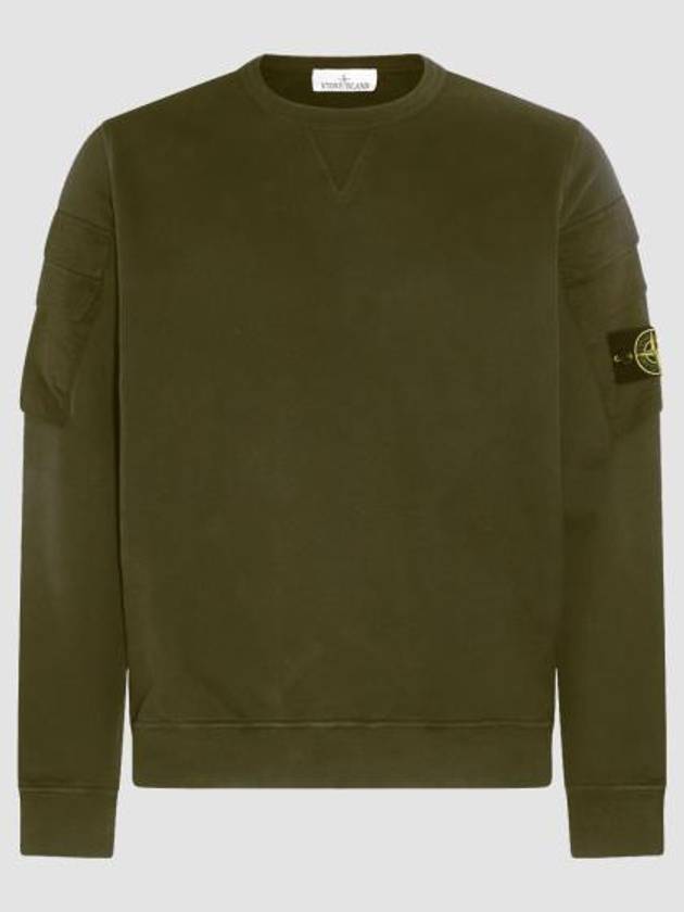 Men's Wappen Patch Cargo Pocket Sweatshirt Olive - STONE ISLAND - BALAAN 2