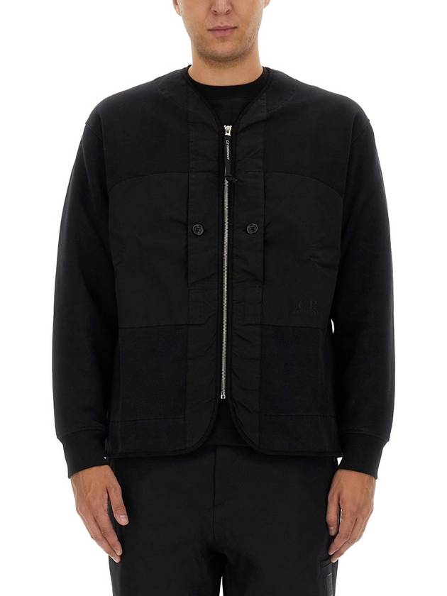 Diagonal Fleece Zip-Up Jacket Black - CP COMPANY - BALAAN 2