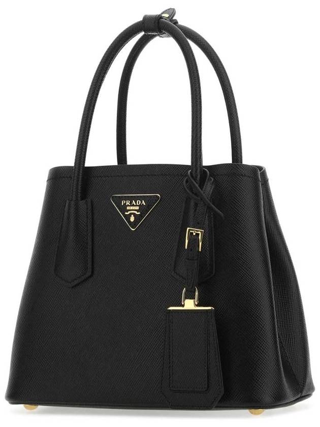 Double Saffiano Leather Mini Bag Black - PRADA - BALAAN 3