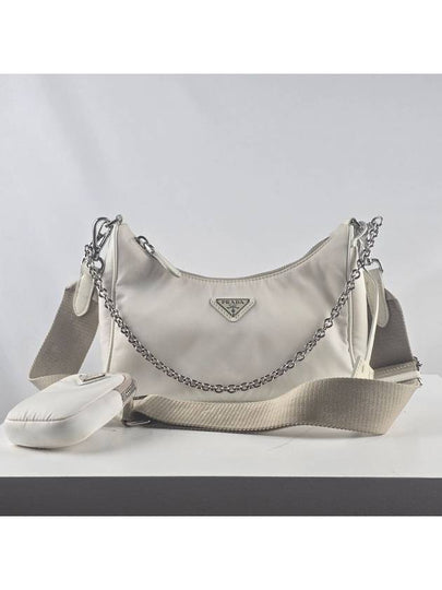 1BH204 Re edition nylon Tesuto Chain Hobo Bag Ivory - PRADA - BALAAN 2