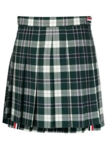 Women's Tartan Twill Mini Pleated Skirt Green - THOM BROWNE - BALAAN 2