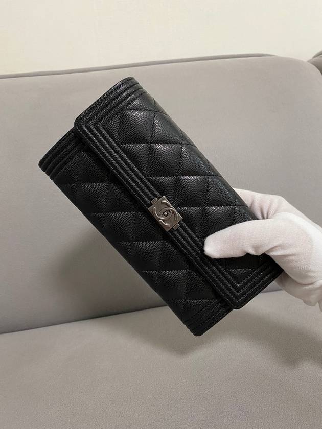 Boy long wallet snap caviar black vintage silver cabinet A80286 - CHANEL - BALAAN 10