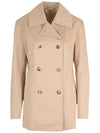 Women's Double Breasted Cotton Jacket Beige - TOTEME - BALAAN 1