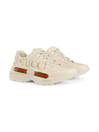 Rhyton Logo Leather Sneakers Ivory - GUCCI - BALAAN 2