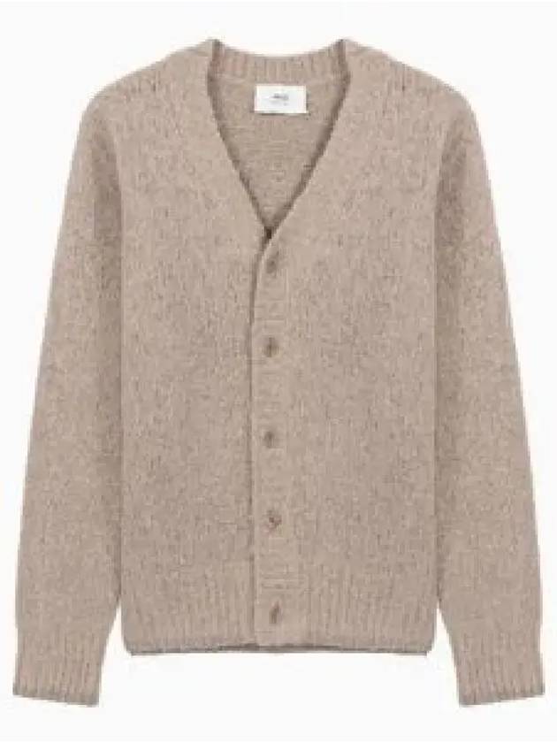 Brushed Wool Alpaca Cardigan Beige - AMI - BALAAN 2