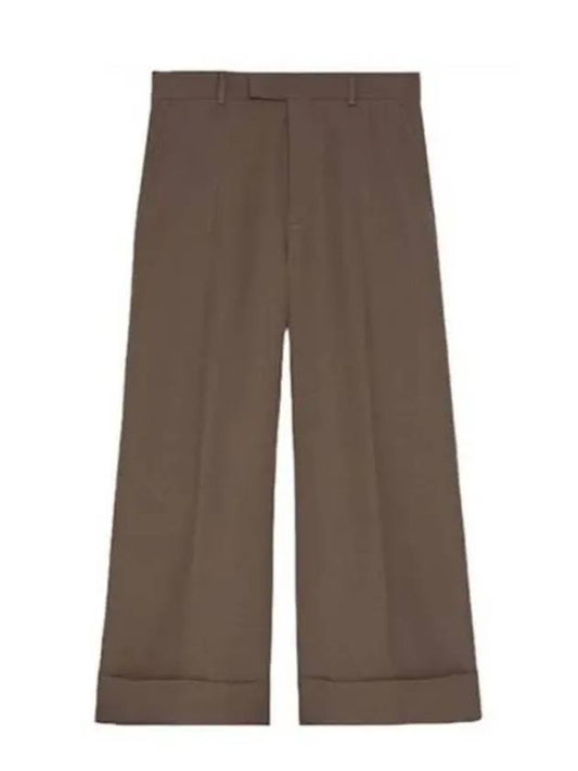 Textured Gabardine Cropped Straight Pants Brown - GUCCI - BALAAN 2