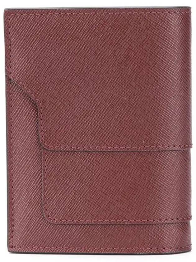 Saffiano Logo Half Wallet Burgundy - MARNI - BALAAN 4