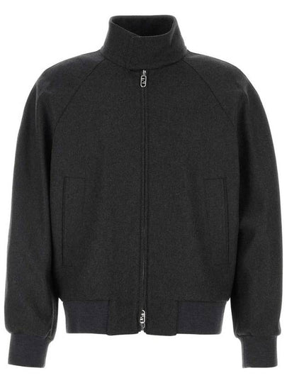 High Neck Cashmere Bomber Jacket Grey - FENDI - BALAAN 2