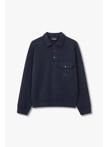 Men s Raglan Pocket Polo Sweatshirt Navy - EMPORIO ARMANI - BALAAN 1