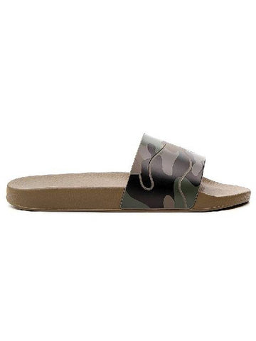 Men's Camouflage Slippers Khaki - VALENTINO - BALAAN.