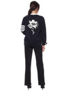 Cotton Jersey Flower 4 Bar V Neck Cardigan Navy - THOM BROWNE - BALAAN 6