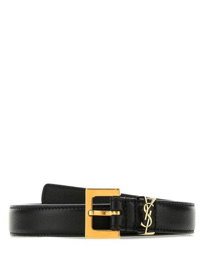 Monogram Square Leather Belt Black - SAINT LAURENT - BALAAN 2